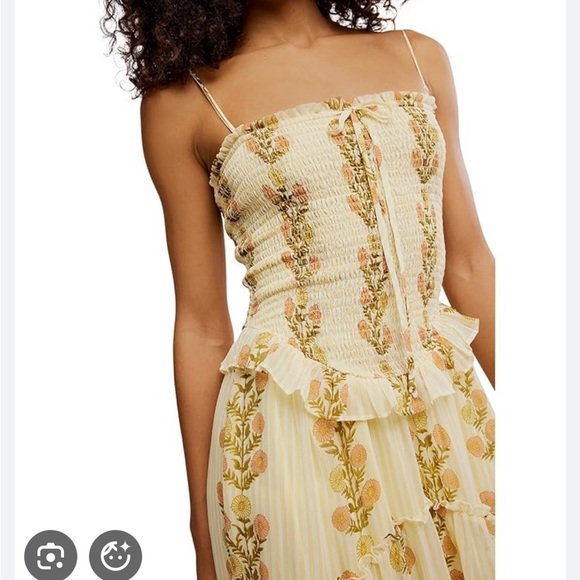 NWT Free People Alejandra midi dress yellow floral - Picture 2 of 5